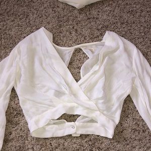 White long sleeve top